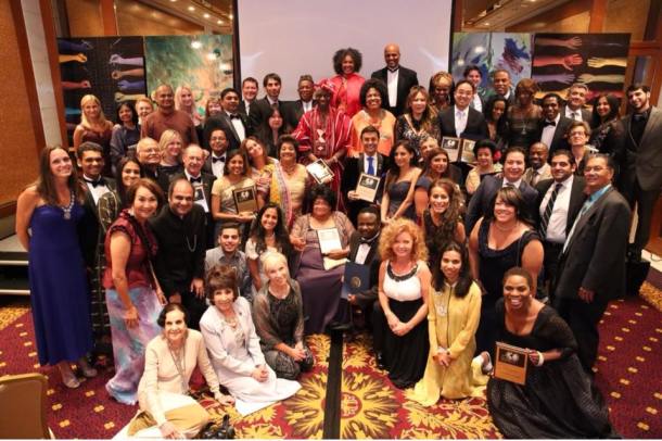 Justina Mutale in a group photo with her fellow distinguished recipients of the Global Officials of Diginity (G.O.D) Awards, which honour the greatest humanitarians in the world, at the United Nations Headquarters in New York.